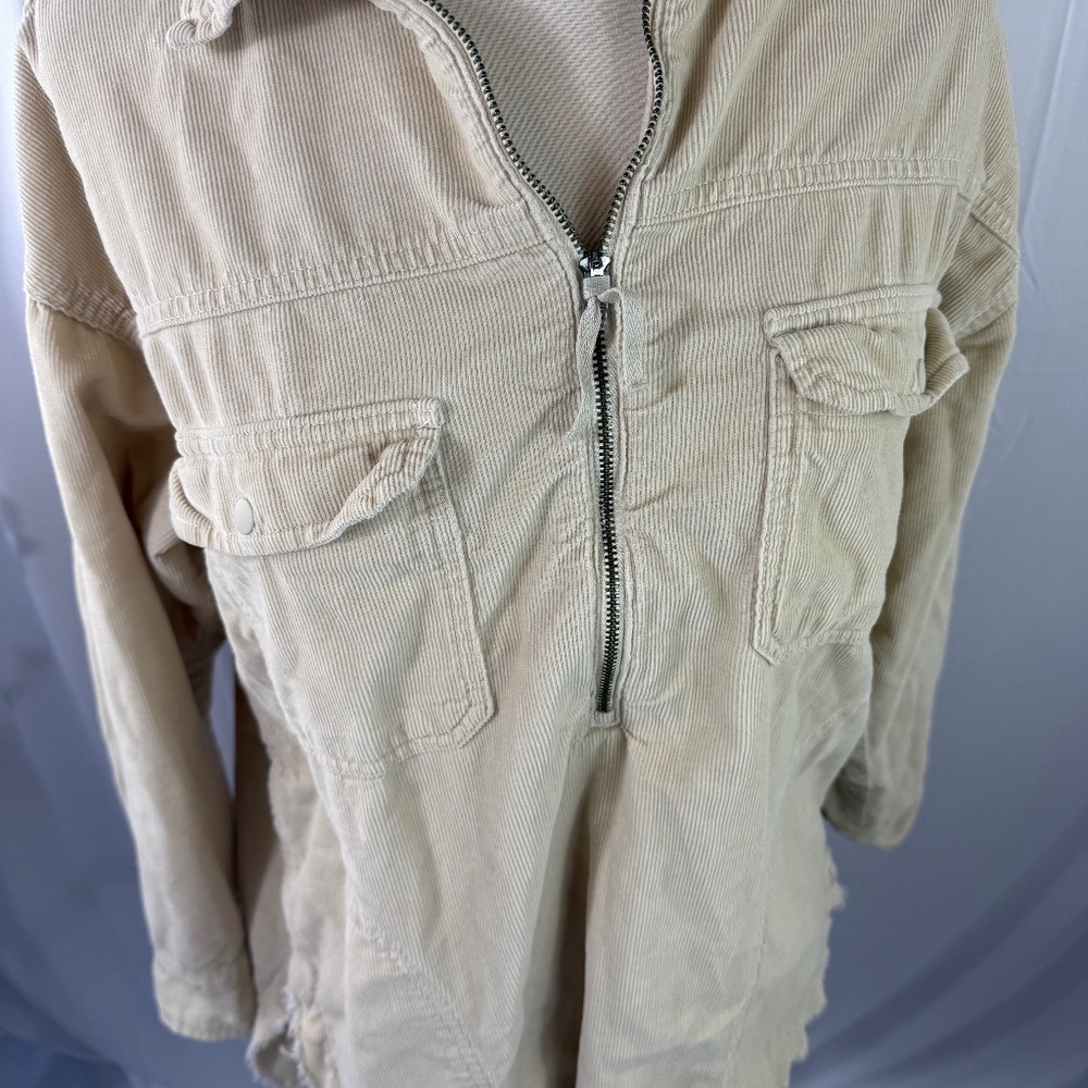 Ivory Corduroy Tunic with Pockets